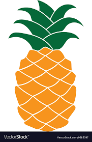 Flat Pineapple Icon Isolated On White