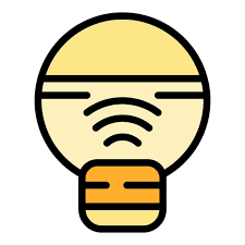 Internet Smart Lightbulb Icon Outline