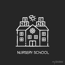 Nursery School Chalk White Icon On