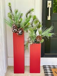 Red Porch Vases Outdoor Flower Pot