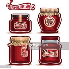 Vector Icon Cranberry Jam In Glass Jars