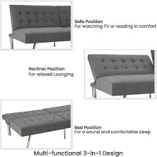 Homestock Gray Linen Tufted Split Back