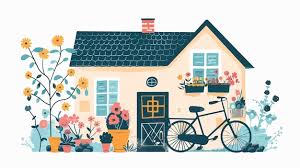 Tiny Houses Icon With Gardening House