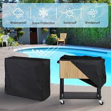 80 Qt Rolling Ice Chest On Wheels Patio Cooler Cart With Waterproof