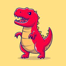 Cute Angry Red Dinosaur Cartoon Vector