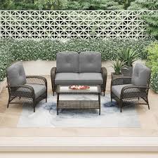 Corvus Padova 4 Piece Wicker Patio Set Grey