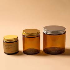 Amber Straight Sided Glass Candle Jars