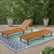 2 Piece Wood Outdoor Chaise Lounges