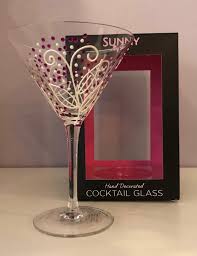 Hand Decorated Cocktail Glass Con Amore