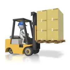 forklift lifting load 3d animated