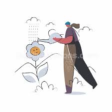 Gardening Watering Cloud Flower Man