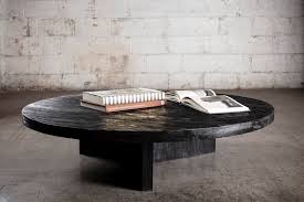 Solid Black Oak Circular Coffee Table