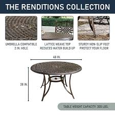 Renditions 5 Piece Aluminum Outdoor Dining Set With Sunbrella Mist Blue Cushions 4 Swivel Rockers And 48 In Table