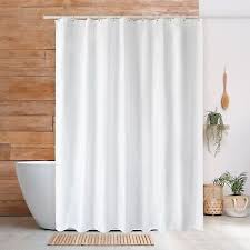 White Fabric Shower Curtain Waterproof