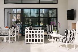 White Bamboo Outdoor Sofa With Black