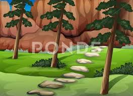 A Forest With Big Rocks Clip Art