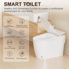 Simple Project Tankless Elongated Single Flush Smart Toilet Bidet With Auto Flush Heated Seat Warm Air Dryer In White