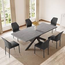 Extendable Rectangle Dining Table Set