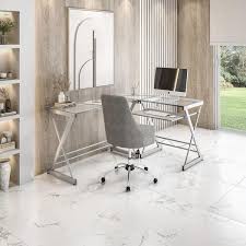 L Shaped Glass Top Desks The Home