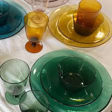 Recycled Bubble Glass Small Plates Set