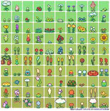 100 Flower Sprites Pixel Art