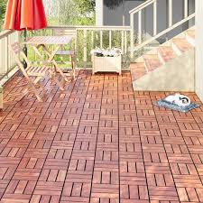 Acacia Wood Interlocking Deck Tiles