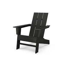Polywood Grant Park Black Modern Plastic Outdoor Patio Adirondack Chair