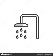 Shower And Water Drops Line Icon Stock