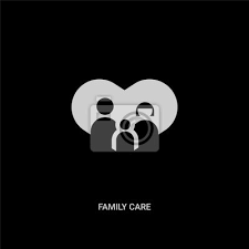 White Family Care Vector Icon On Black