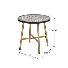 Hampton Bay Mix And Match Round Metal Outdoor Bistro Table With Ceramic Tile Top