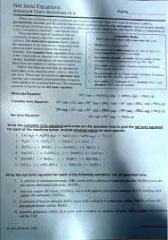 Net Ionic Equations Advanced Chem