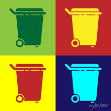 Pop Art Trash Can Icon Isolated On
