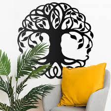 Tree Of Life Steel Wall Art Black