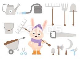 Gardening Tools Cute Rabbit With Rake