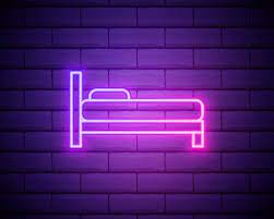 Bed Neon Icon Elements Of Furniture Set