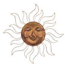 Copper Metal Sun Face Wall Decor