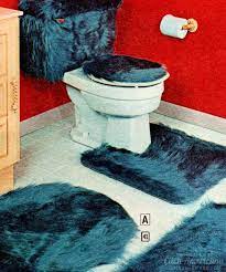 Retro 70s Bathroom Furry Blue Toilet