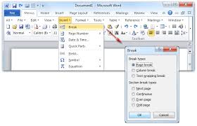 Page Break In Microsoft Word 2007