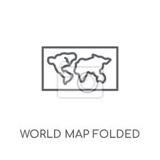 World Map Folded Linear Icon Modern
