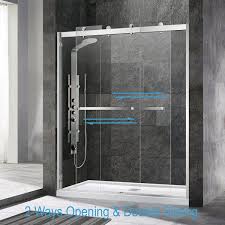 Lenwade 56 In To 60 In X 76 In Sliding Frameless Shower Door With Shatter Retention Glass In Brushed Nickel Hsd3613