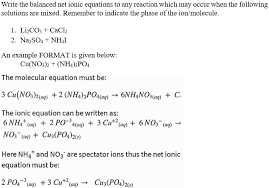 Write The Balanced Net Ionic Equations