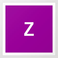 Letter Z White Purple Art Print By