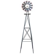 8 Ft Weather Resistant Yard Garden Windmill Gray And Red