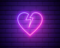 Broken Heart Neon Light Icon Heartbreak
