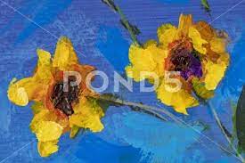 Texture Oil Painting Flowers Art