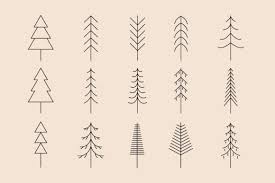 Minimal Line Art Pine Tree Icon Graphic