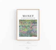 Monet Print Garden Painting Vintage