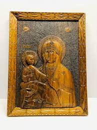 Buy Vintage Carved Wood Icon Mary Of