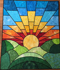 Sunrise Stained Glass Applique Wall Hanging