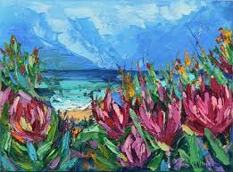 Fl Oil Painting Protea South Africa